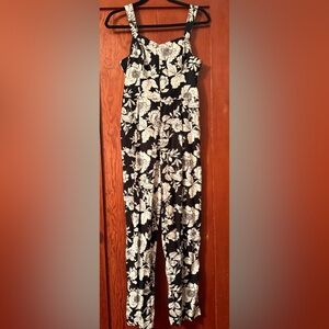 Old Navy Floral Black and White Jumpsuit